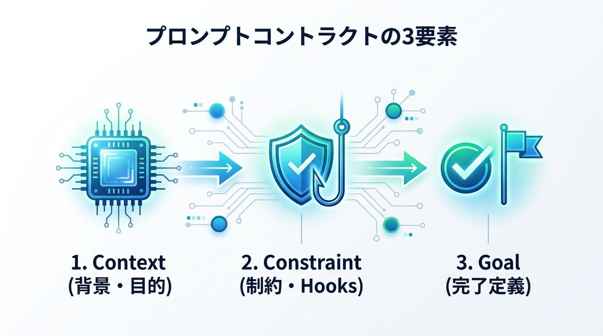 図解:Claude Codeを暴走させない「プロンプトコントラクト(契約型指示)」の3要素