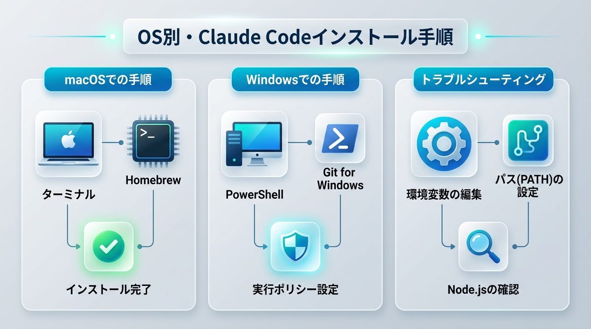 図解:OS別・Claude Codeインストール手順
