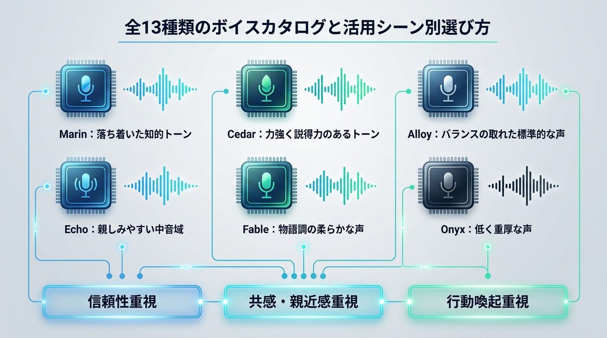 図解：全13種類のボイスカタログと活用シーン別選び方