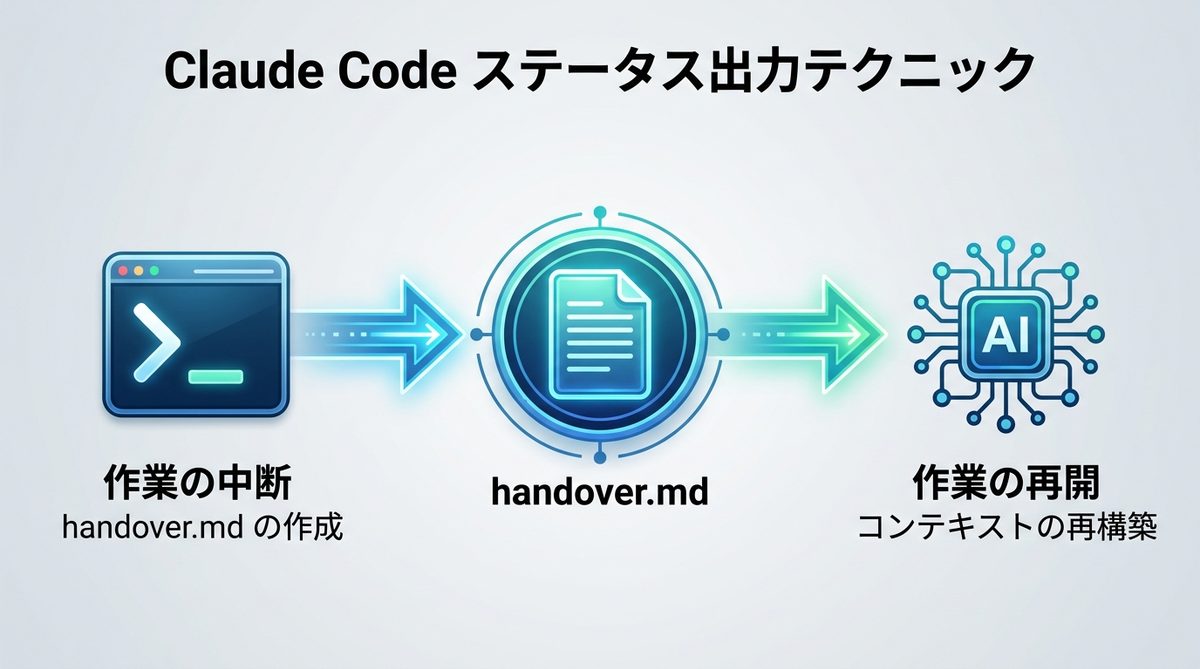 図解：【CLI版】Claude Codeで作業を中断する際の「ステータス出力」テクニック