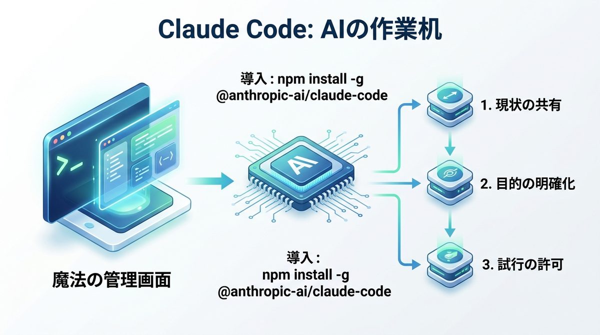 図解:【導入編】Claude Codeを「魔法の管理画面」として使いこなす