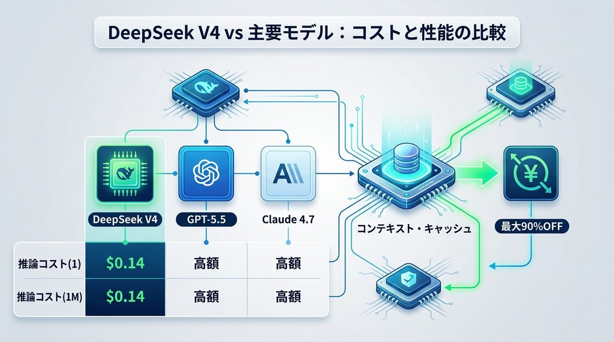 図解：【比較表】DeepSeek V4 vs 主要モデル｜コストと性能の決定的な差