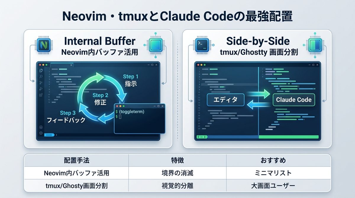 図解：【環境別】Neovim・tmuxとClaude Codeの「最強配置」ベストプラクティス