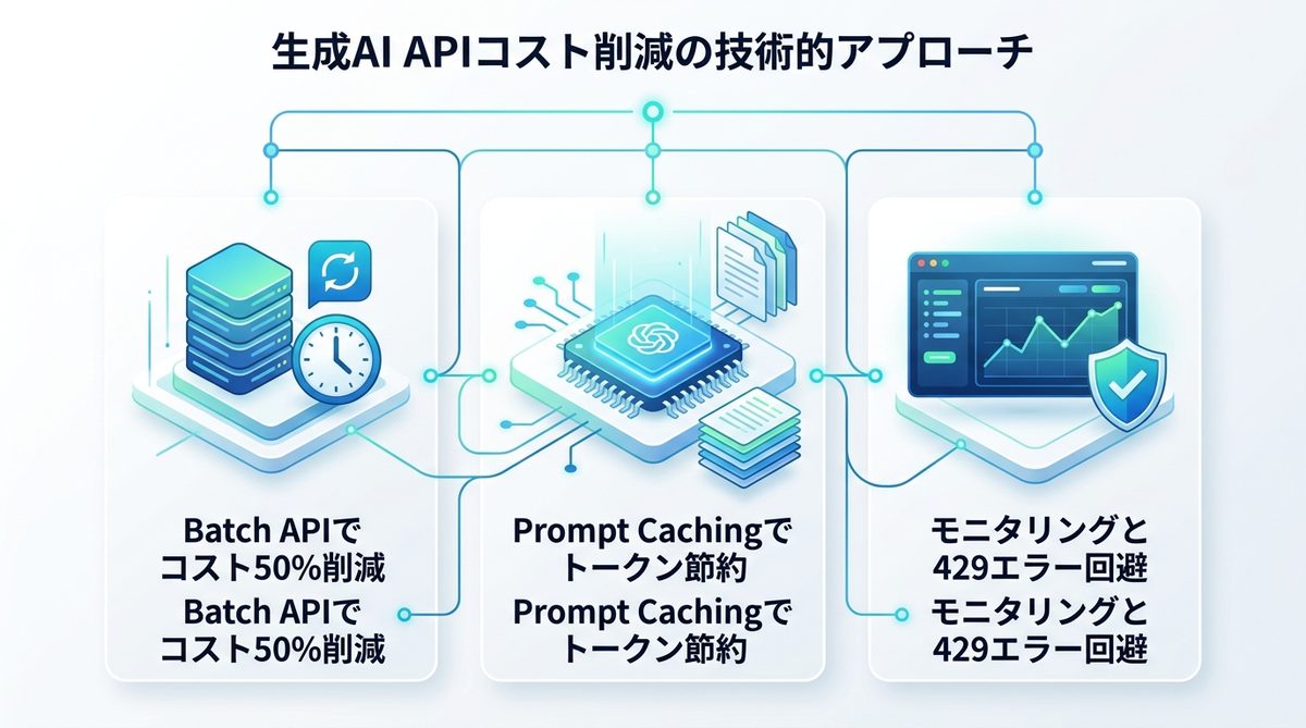 図解：【運用】生成AI APIのコストを半減させる技術的アプローチ