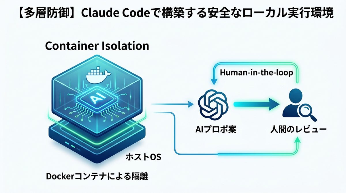 図解：【多層防御】Claude Codeで構築する安全なローカル実行環境
