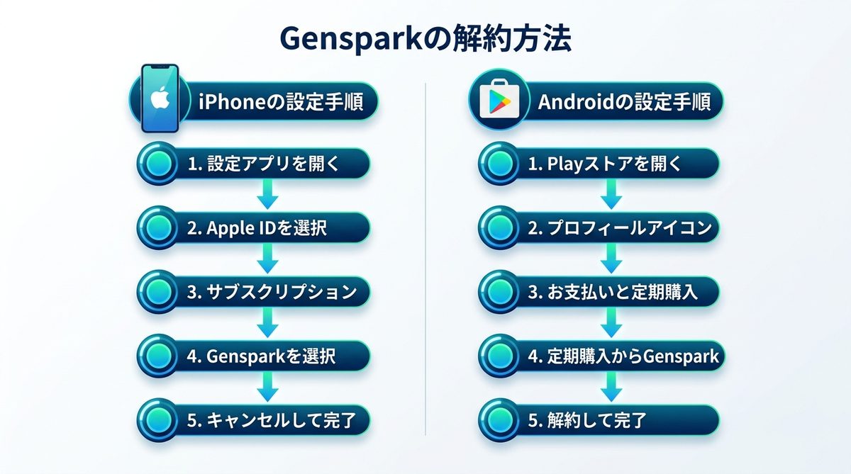 図解：【アプリ版】Gensparkの解約方法｜iOS・Androidの設定手順