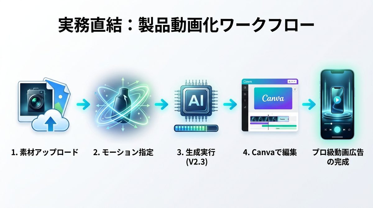 図解：【実務直結】Image to Videoで自社製品を動かす実践ワークフロー