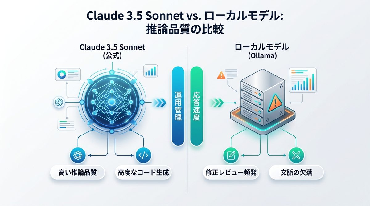 図解：実務で使える？Claude 3.5 Sonnetとローカルモデルの「推論品質」の差