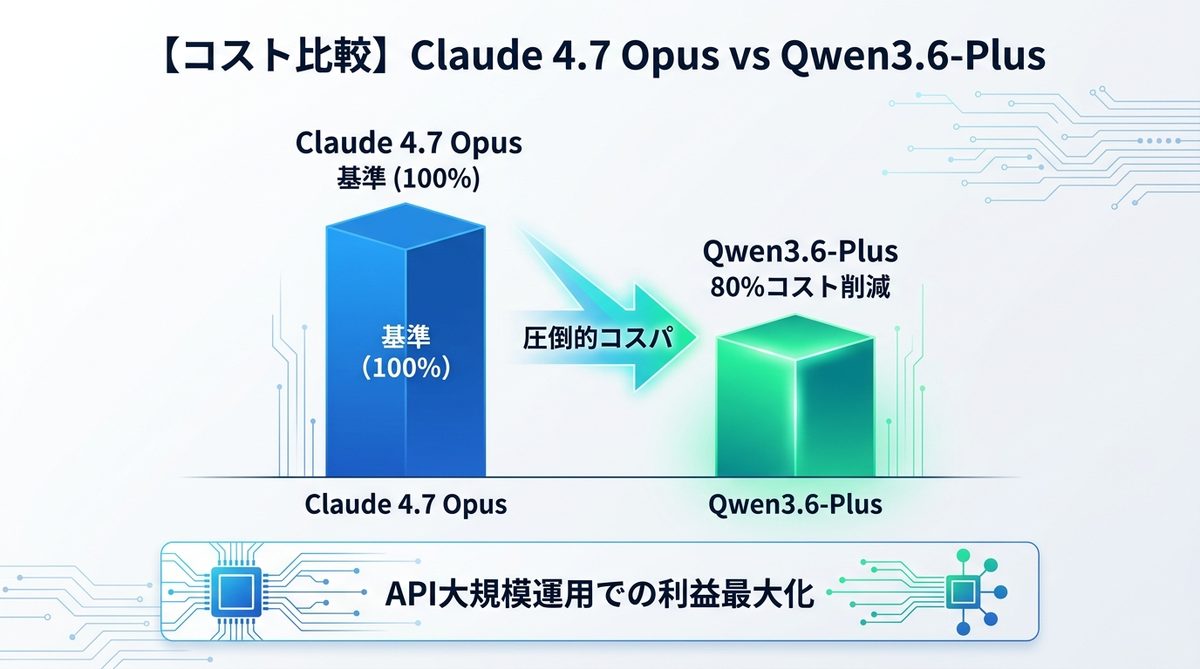 図解：【コスト比較】Claude 4.7 Opusと比較してどれほど安くなるのか？