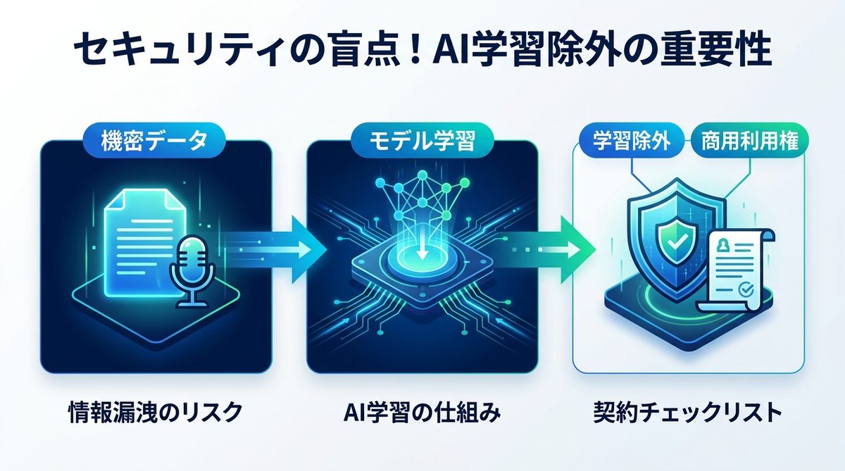 図解：セキュリティの盲点！「AI学習に使われない」を確認する重要性