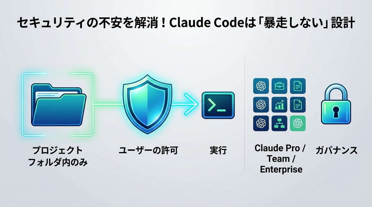 図解：セキュリティの不安を解消！Claude Codeは「暴走しない」設計