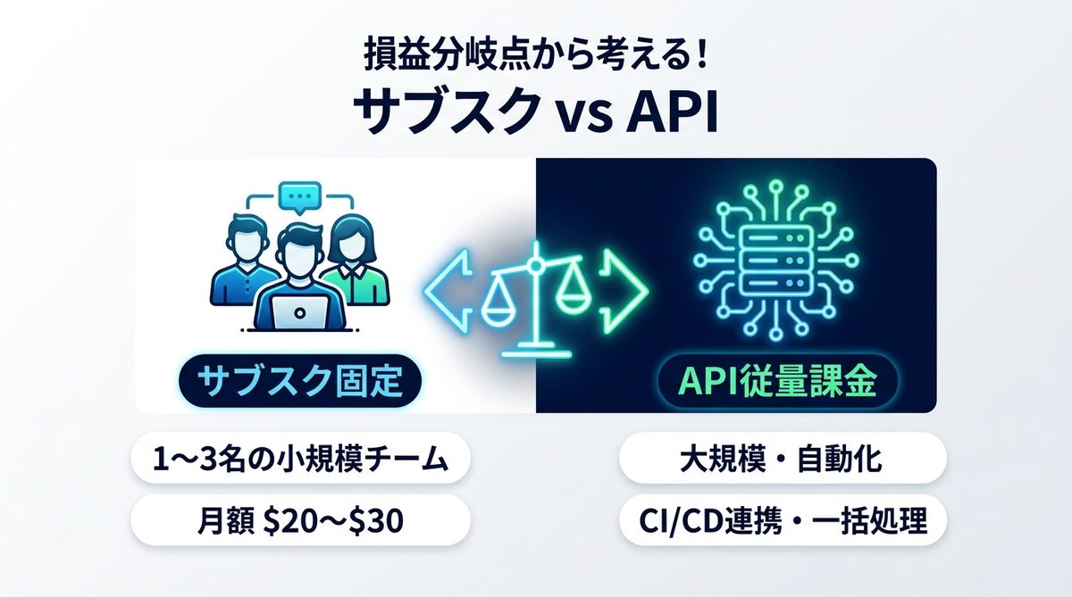 図解:損益分岐点から考える!サブスクとAPI、どちらを選ぶべきか
