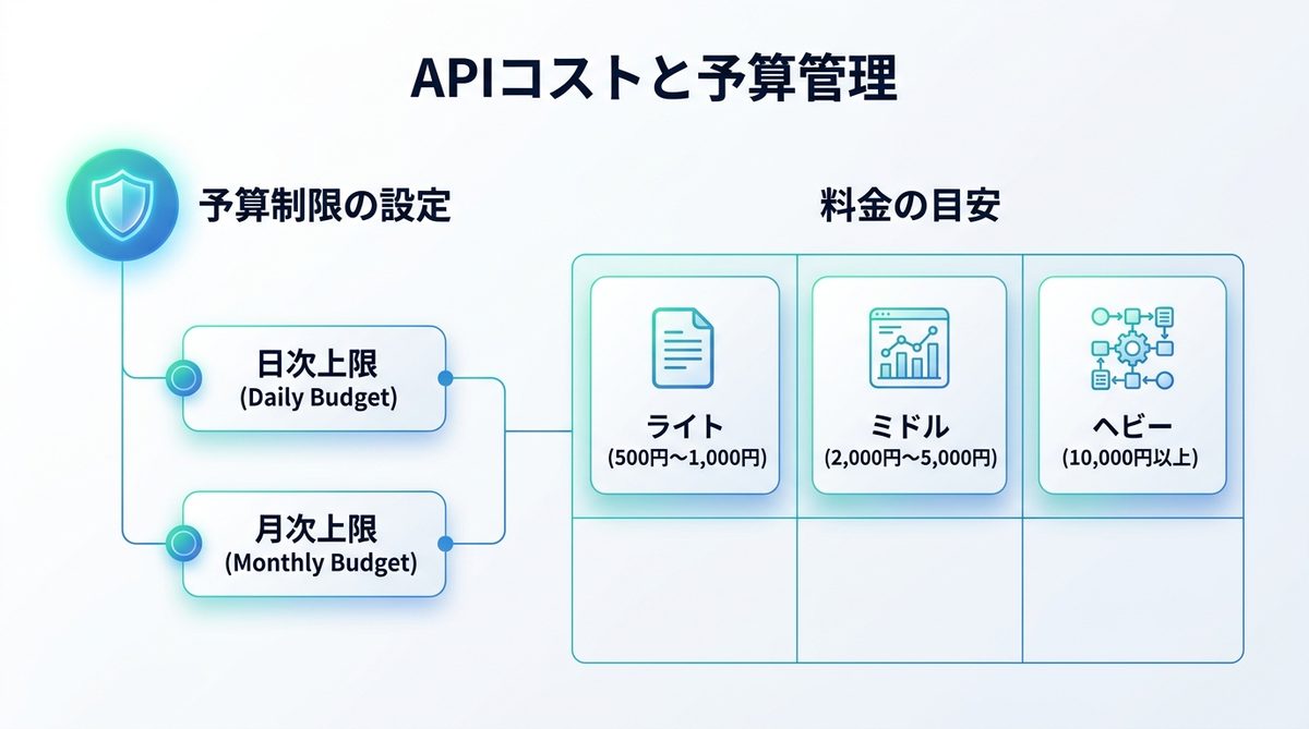 図解：【重要】ビジネス利用で必須となる「APIコスト」と「予算管理」の設定