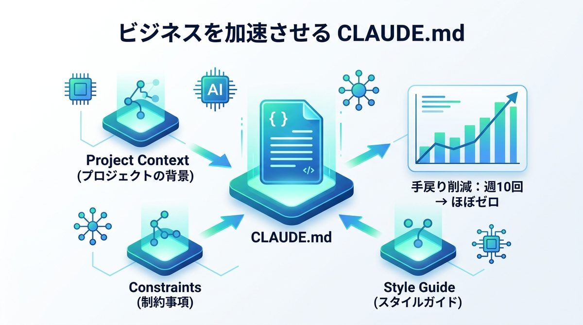 図解：コピペで使える！ビジネスを加速させる「CLAUDE.md」テンプレート