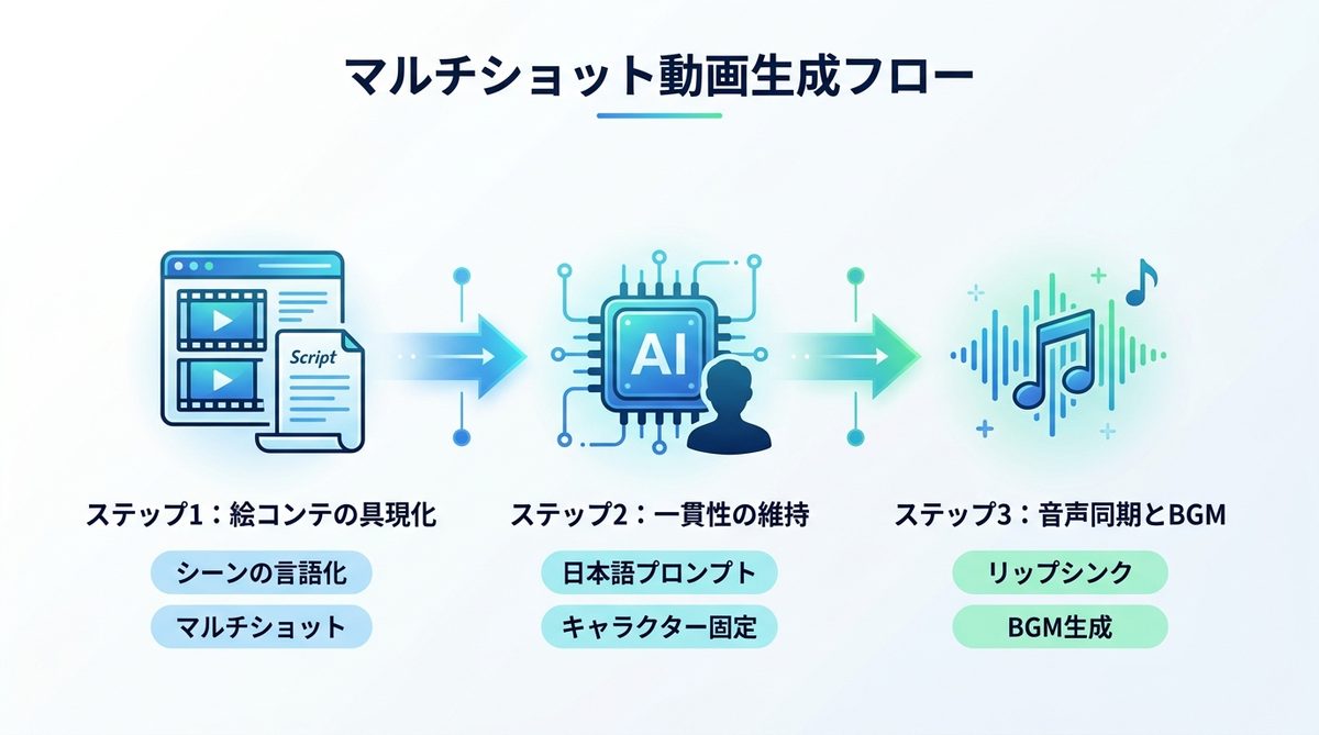 図解：【実践編】マルチショットを活用した「動画生成フロー」の作り方