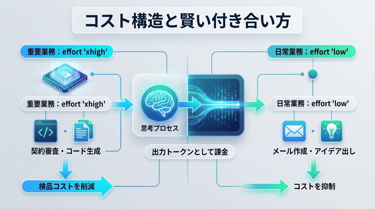 図解：コスト構造と賢い付き合い方：思考トークンとの向き合い方