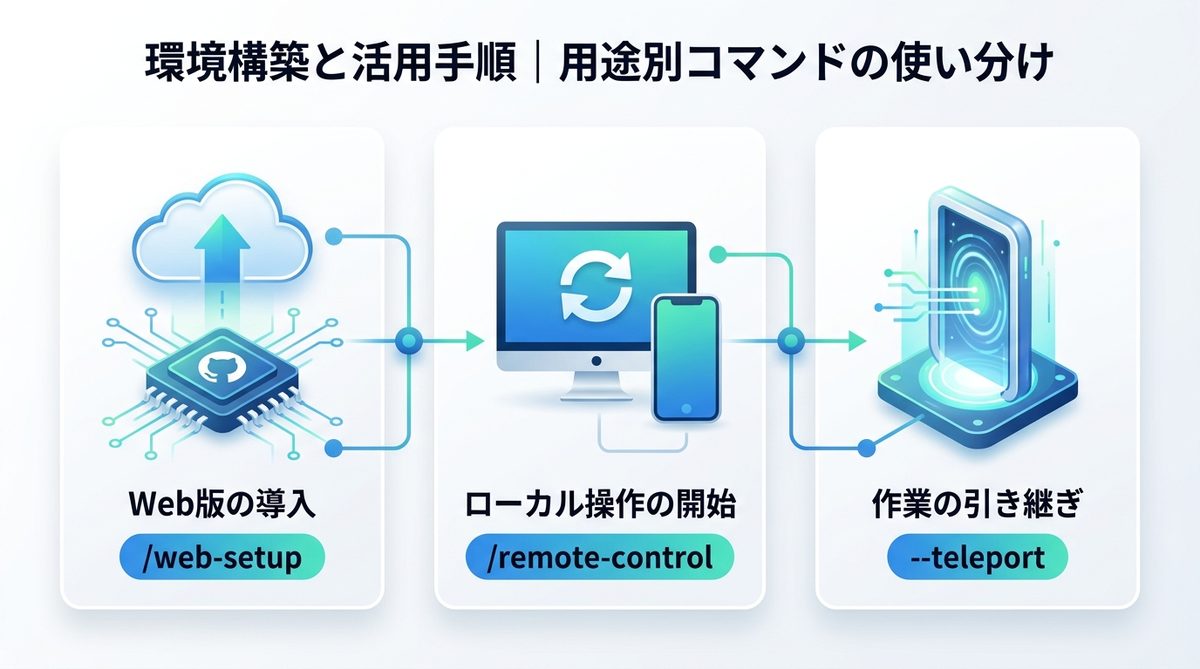 図解：環境構築と活用手順｜用途別コマンドの使い分け