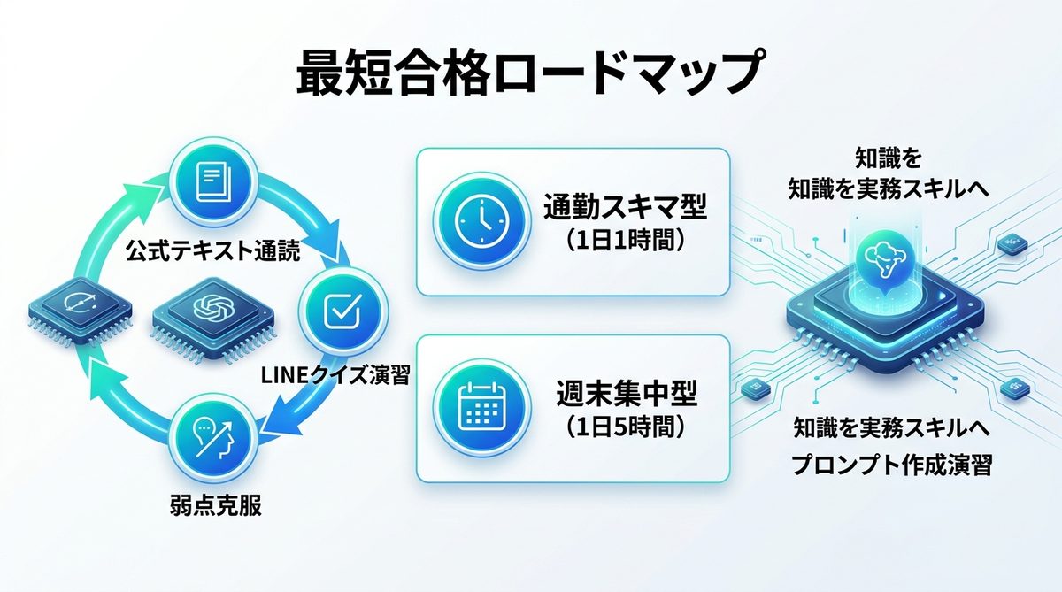 図解：忙しい社会人のための「最短合格ロードマップ」15〜30時間
