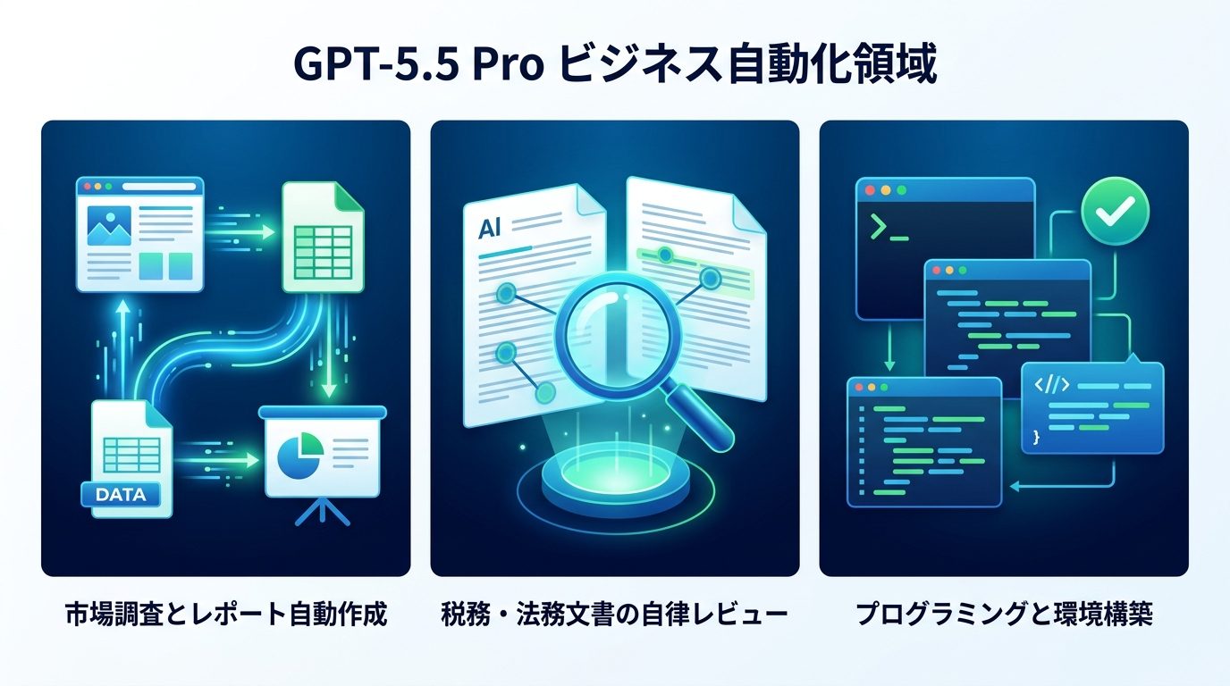 図解：【実務解説】GPT-5.5 Pro が得意とするビジネス自動化領域3選