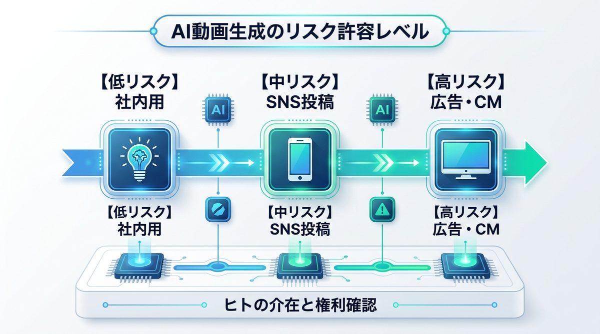 図解：4. 経営層が定義すべきAI動画生成の「リスク許容レベル」