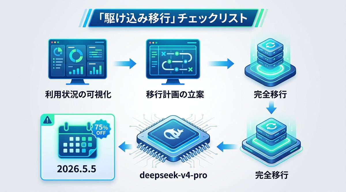 図解：5月5日まで限定！コストを最大化するための「駆け込み移行」チェックリスト