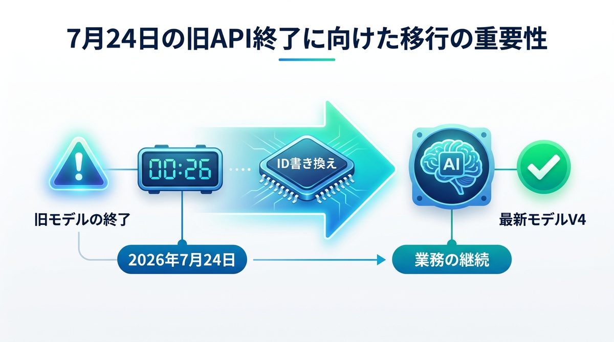 図解：7月24日の旧API終了に向けた移行の重要性