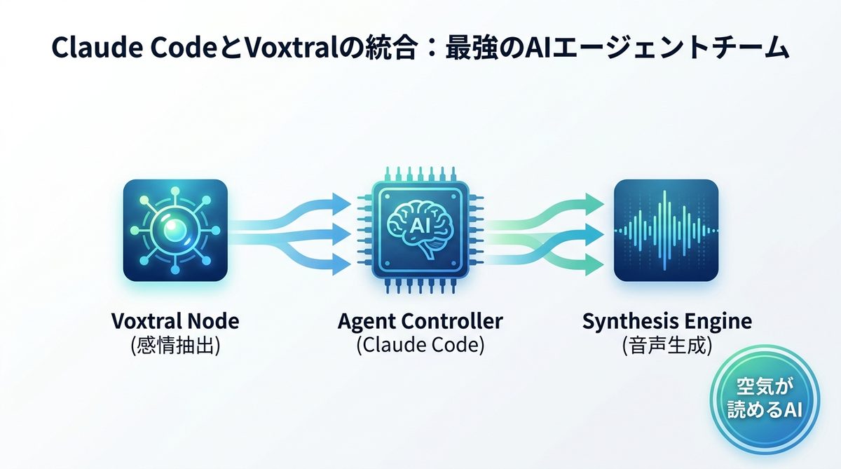 図解：Claude CodeとVoxtralを統合！最強の「AIエージェントチーム」構築案