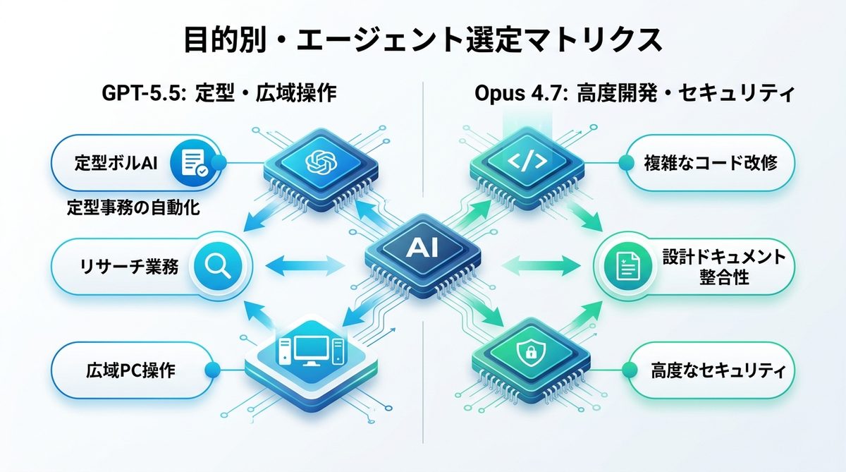 図解：DX現場で迷わない！目的別・エージェント選定マトリクス