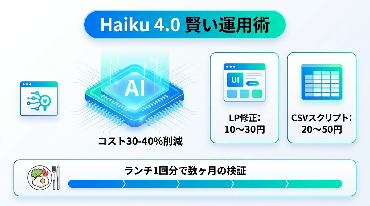 図解：Haiku 4.0モデル活用でコストを抑える「賢い運用術」