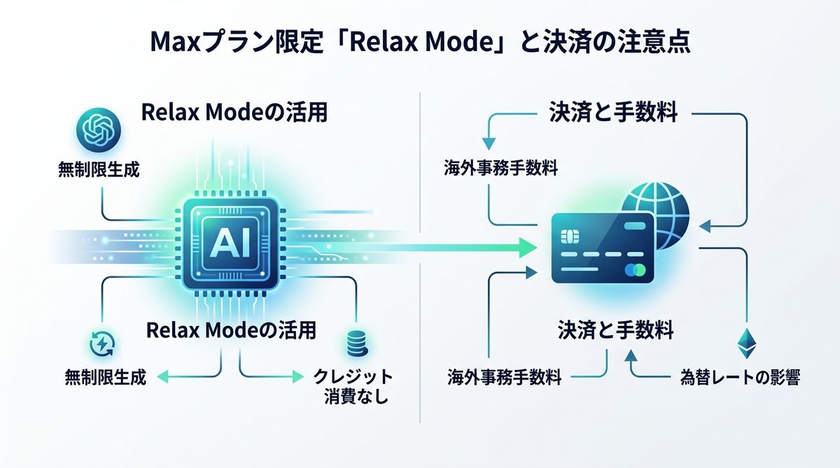 図解：Maxプラン限定「Relax Mode」の賢い使い所と決済の注意点