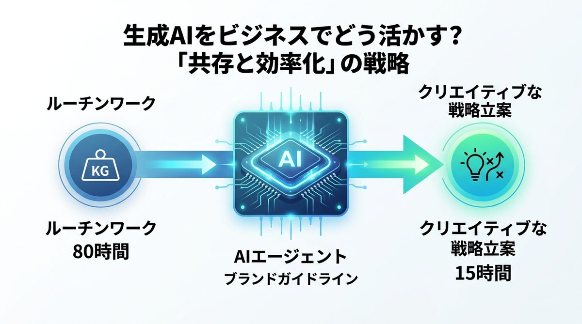 図解：生成AIをビジネスでどう活かす？「共存と効率化」の具体的な戦略
