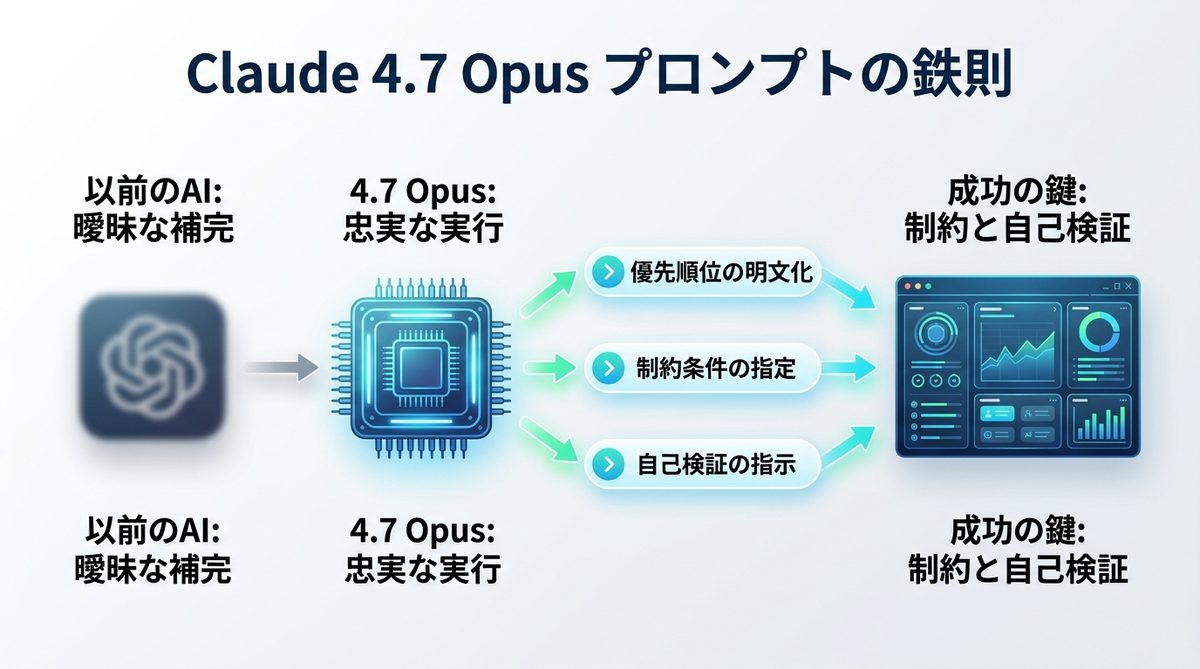 図解：以前のAIと何が違う？Claude Opus 4.7の性能を引き出すプロンプトの鉄則