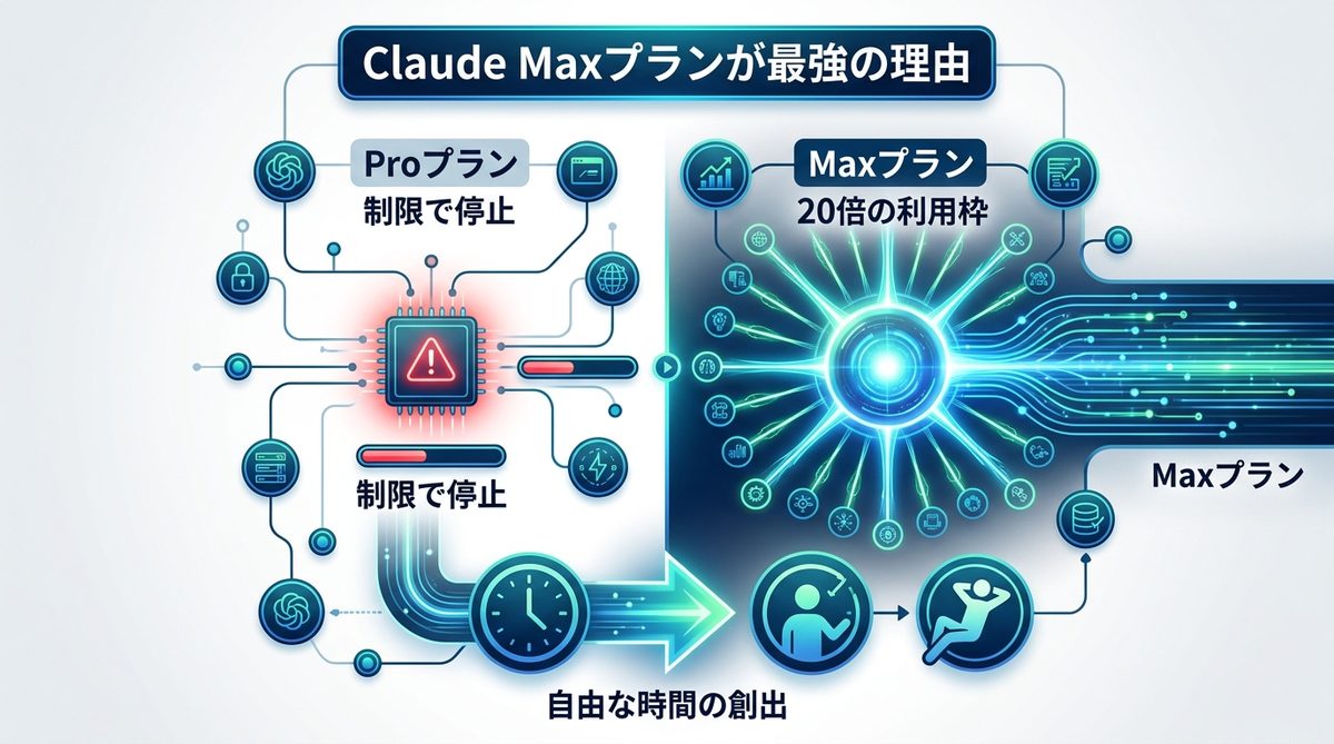 図解：なぜ「Claude Maxプラン」が最強の遠隔運用ツールなのか