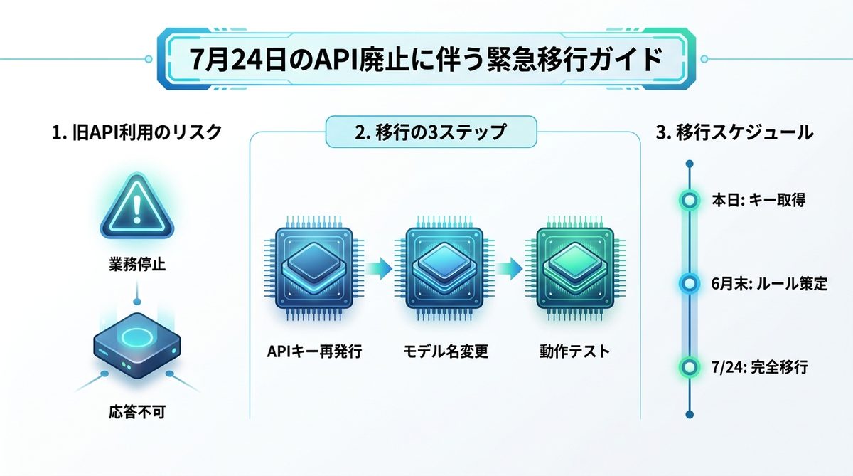図解：【重要】7月24日のAPI廃止に伴う緊急移行ガイド