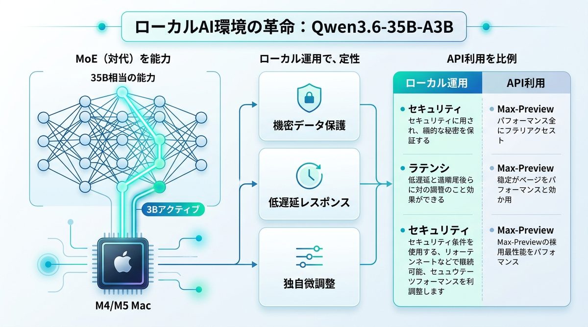 図解：ローカルAI環境の革命｜Qwen3.6-35B-A3Bの性能と実運用ガイド