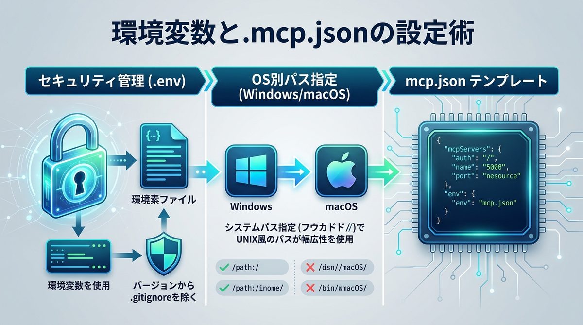 図解：【コピペOK】環境変数と.mcp.jsonの堅牢な設定術