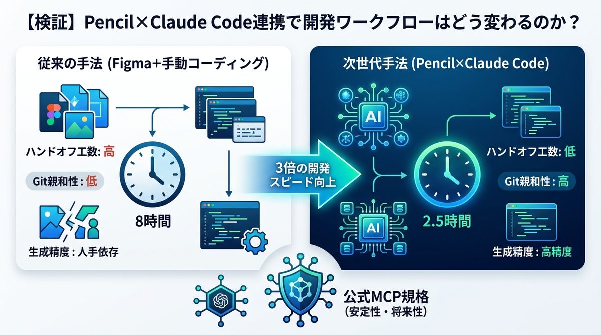 図解：【検証】Pencil×Claude Code連携で開発ワークフローはどう変わるのか？