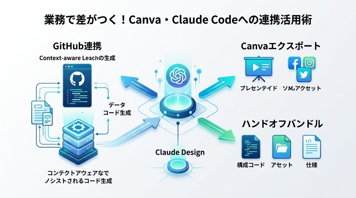 図解：業務で差がつく！Canva・Claude Codeへの連携活用術