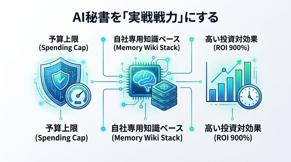 図解：予算管理と機能活用でAI秘書を「実戦戦力」にする