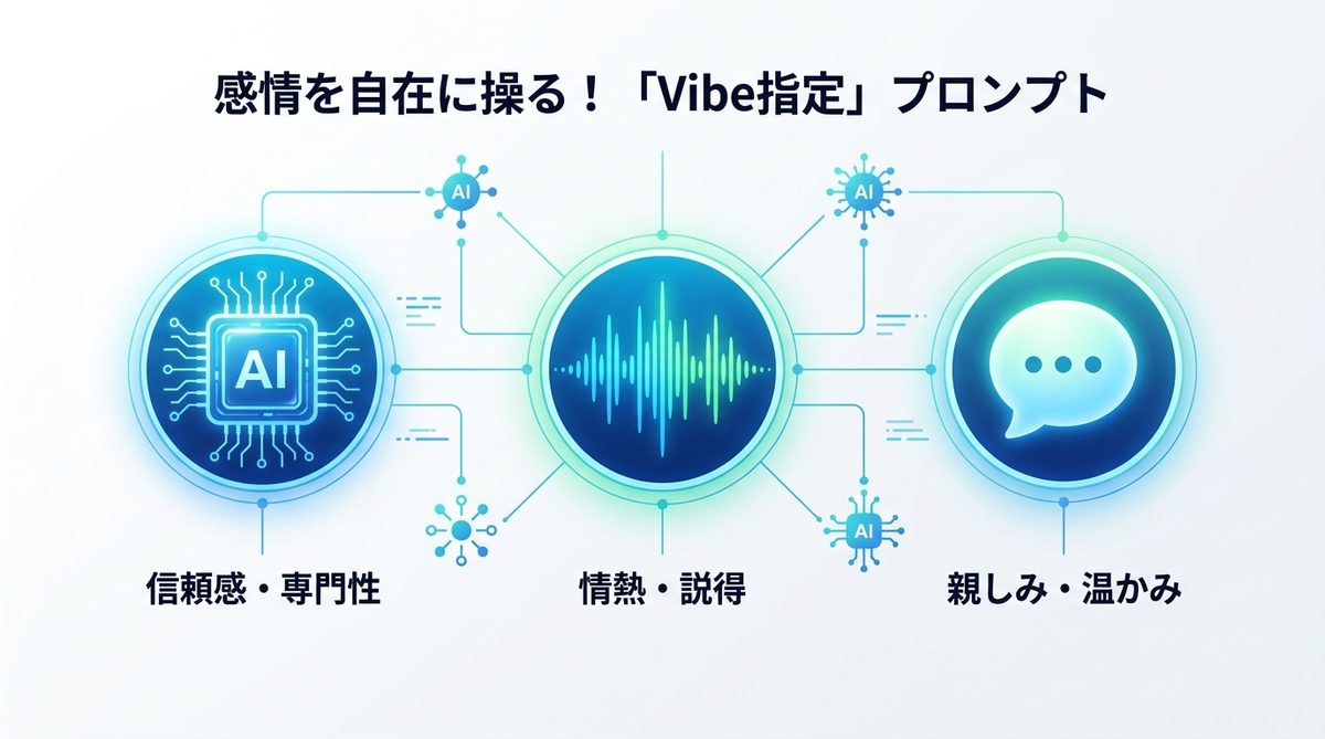 図解：感情を自在に操る！「Vibe指定」プロンプトテンプレート集