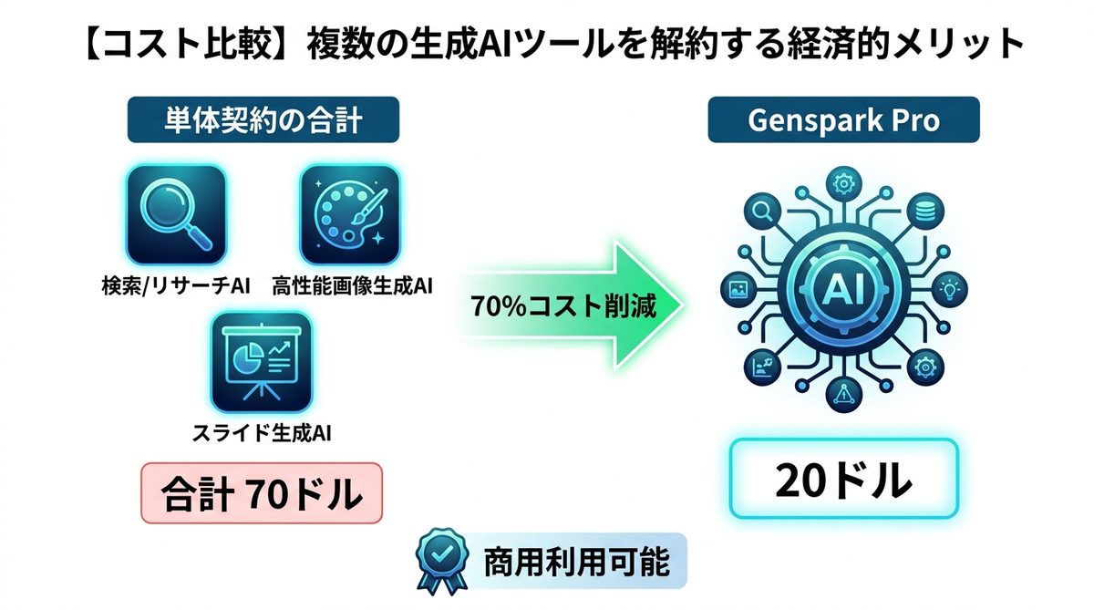 図解：【コスト比較】複数の生成AIツールを解約する経済的メリット