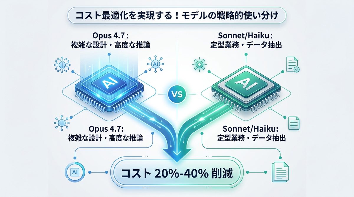図解：コスト最適化を実現する！Opus 4.7とSonnet/Haikuの戦略的使い分け