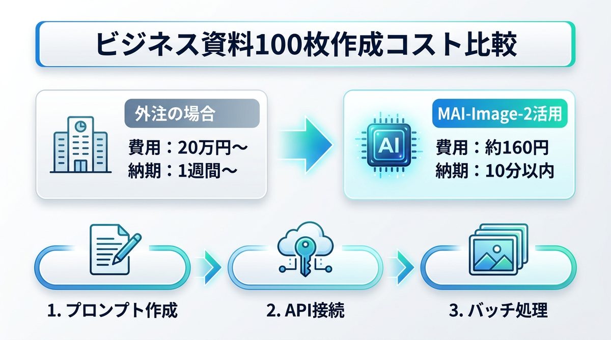 図解：【実践ガイド】ビジネス資料100枚作成でコストをシミュレーション