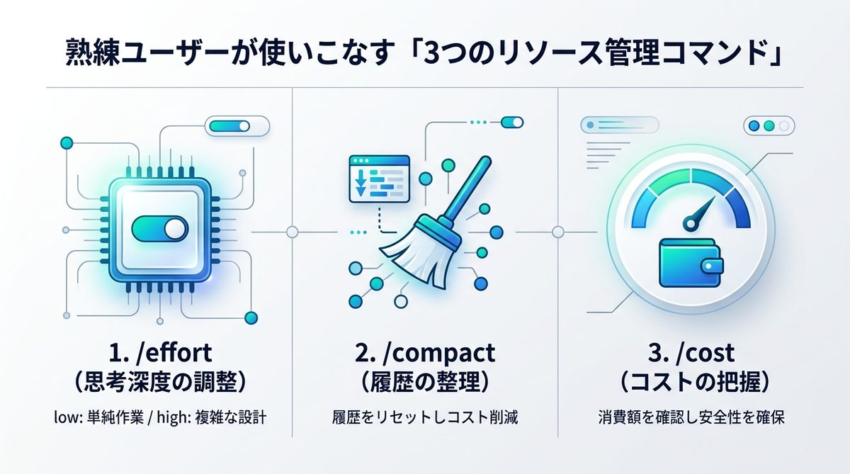 図解:熟練ユーザーが使いこなす「3つのリソース管理コマンド」