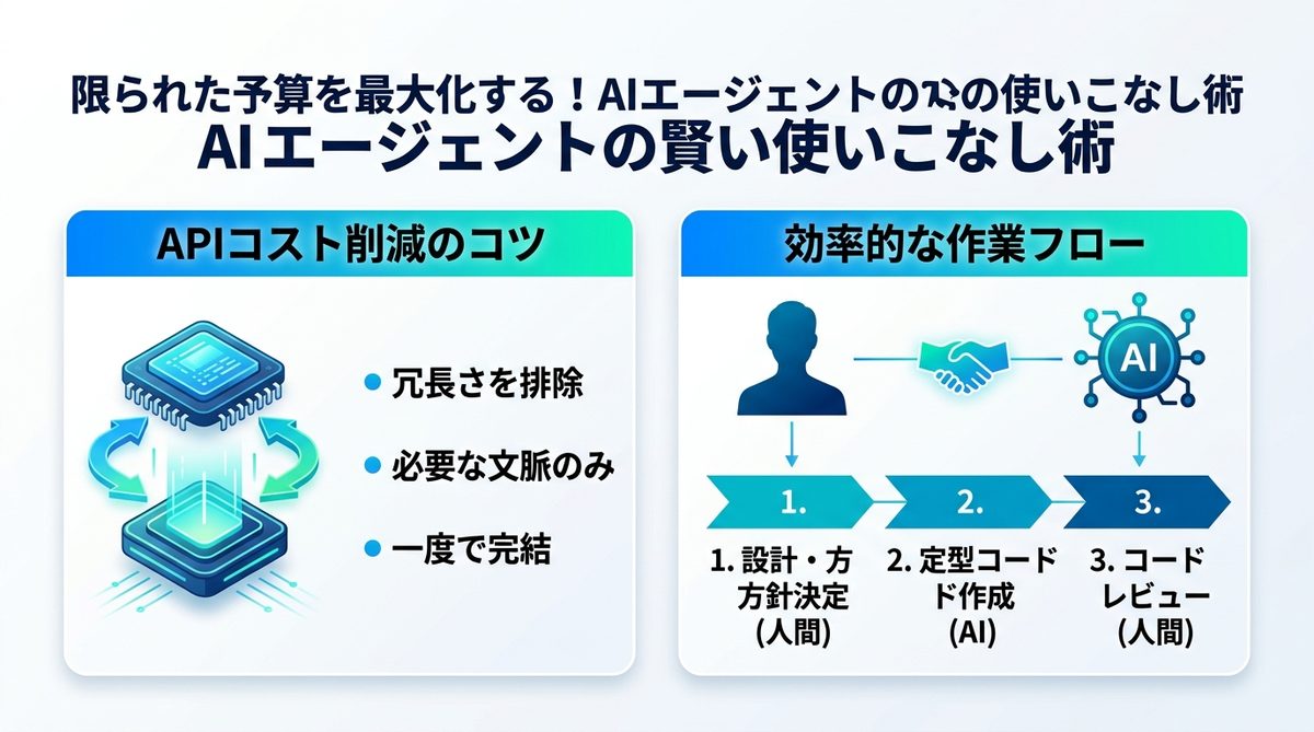 図解：限られた予算を最大化する！AIエージェントの賢い使いこなし術