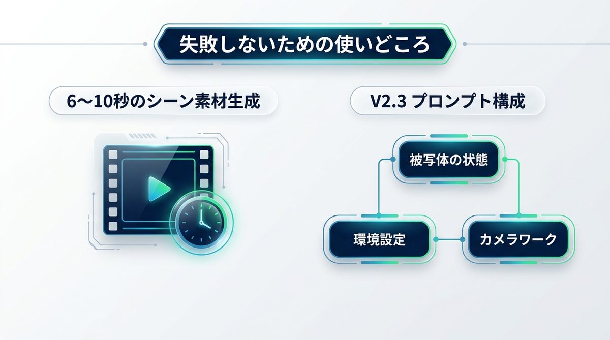 図解：失敗しないための使いどころ｜Hailuo AIが得意なこと・苦手なこと