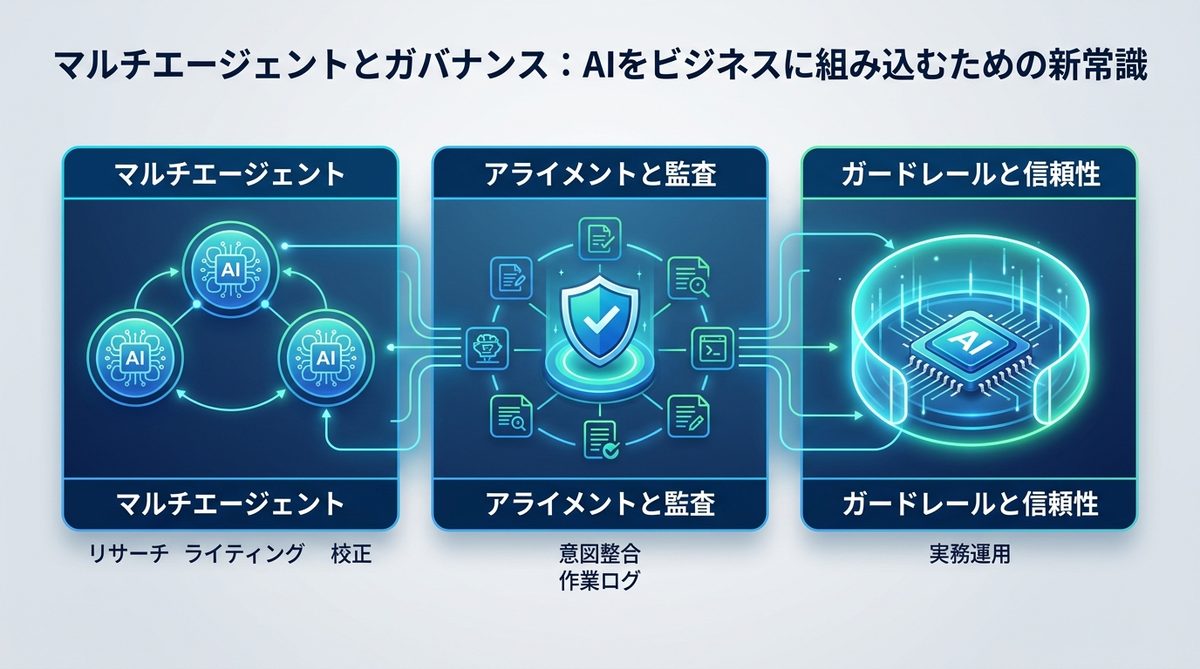図解：マルチエージェントとガバナンス：AIをビジネスに組み込むための新常識