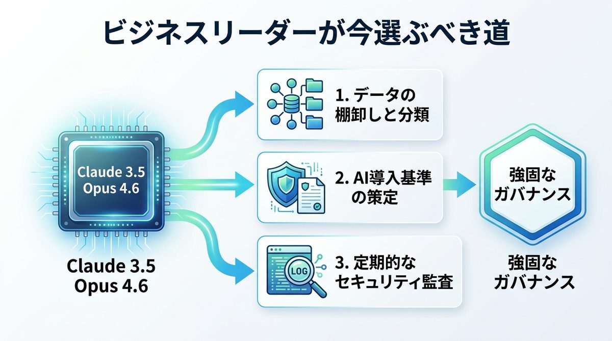 図解：ビジネスリーダーが今選ぶべき道—Opus 4.6を軸にした強固なガバナンス