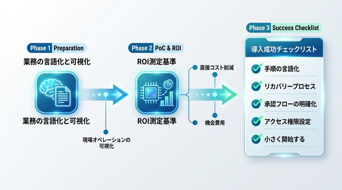 図解：【失敗しない】導入ロードマップとPoC成功のチェックリスト