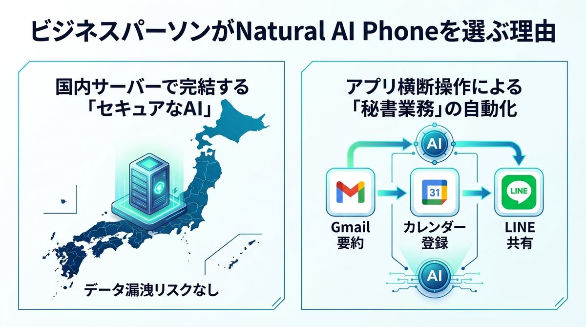 図解：料金だけではない！ビジネスパーソンがNatural AI Phoneを選ぶべき理由